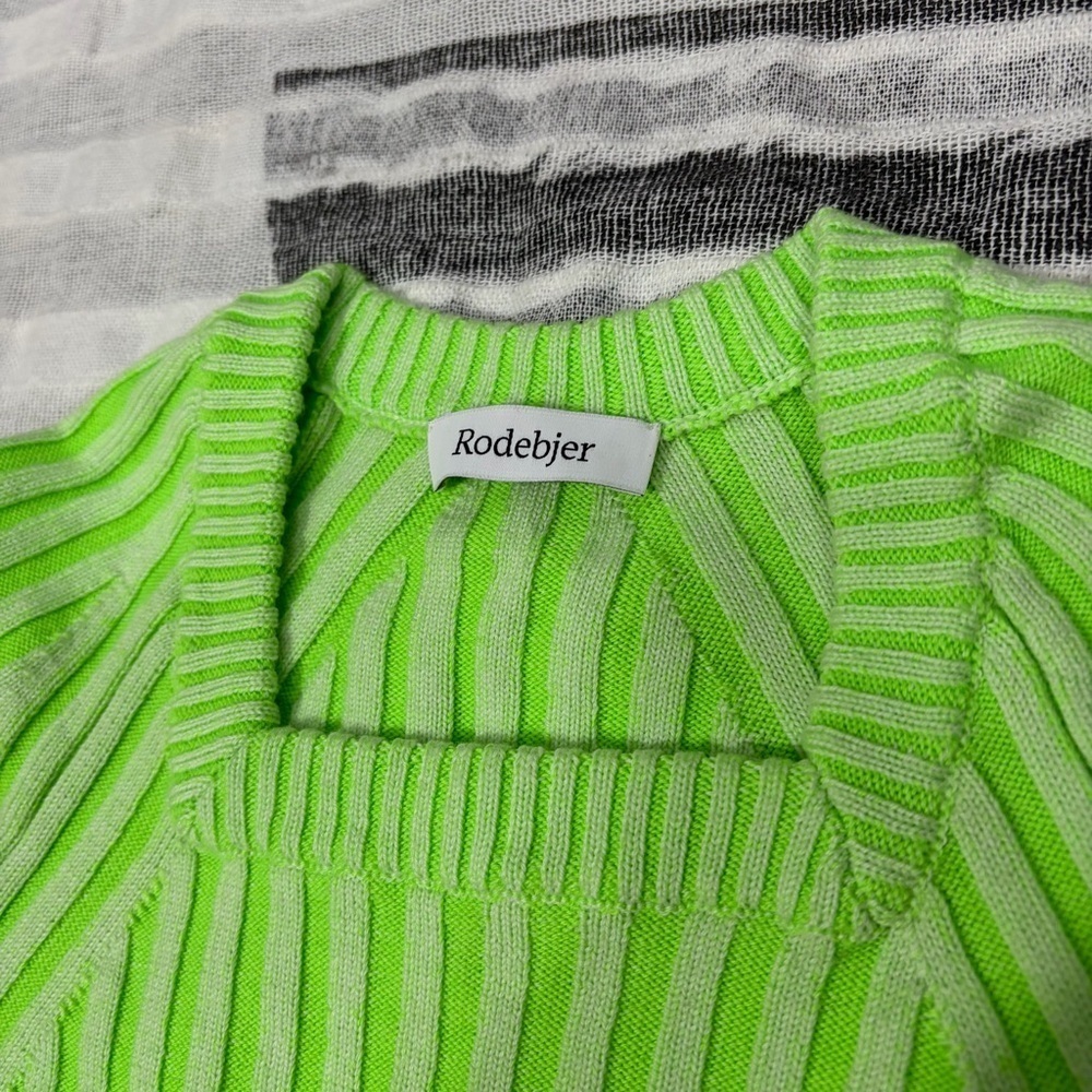 Rodebjer Eshe Rib Knitted Sweater In Techno Green Sz S Funky Retro Party EUC - Picture 5 of 9